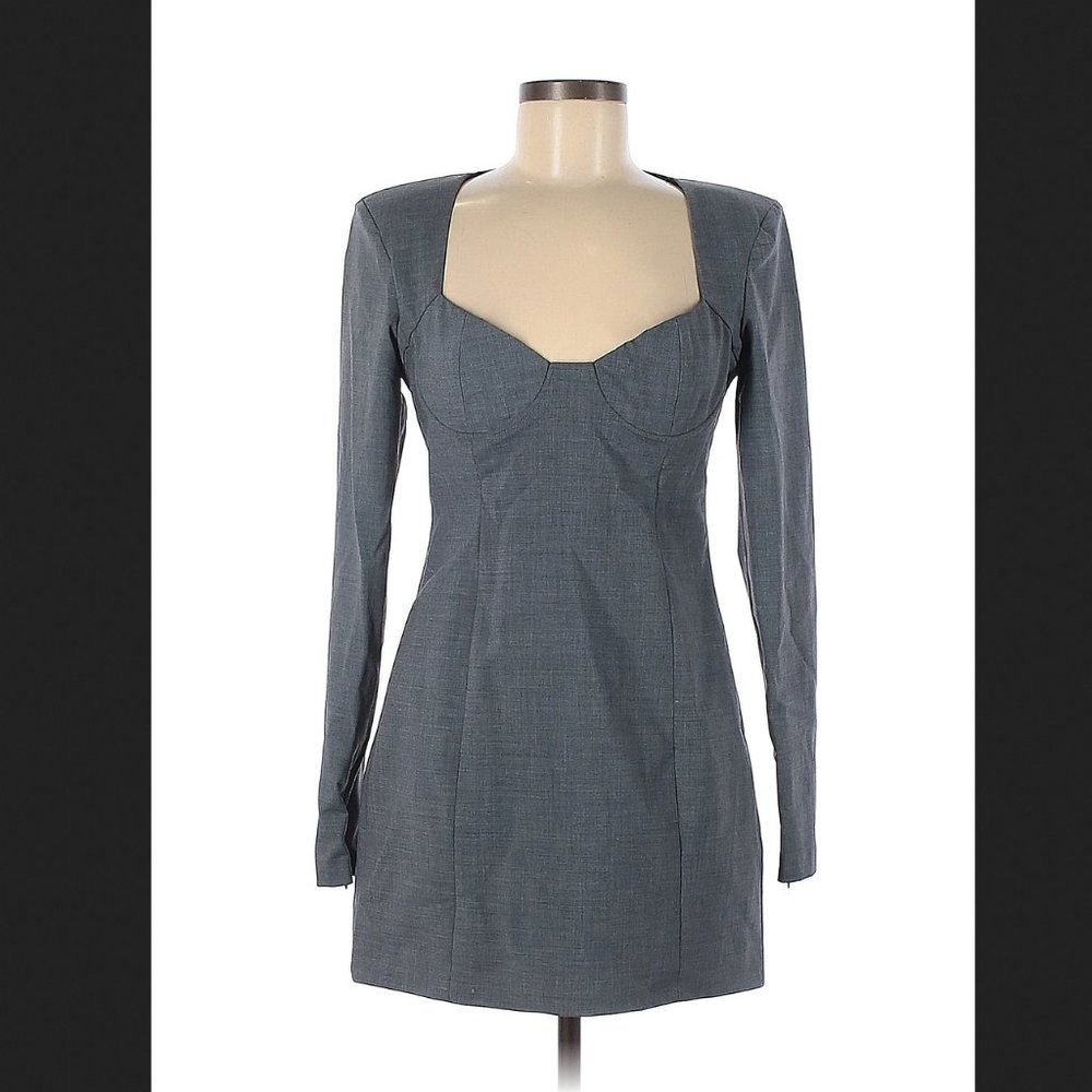 NWT Zara Long Sleeve Mini Grey Dress
